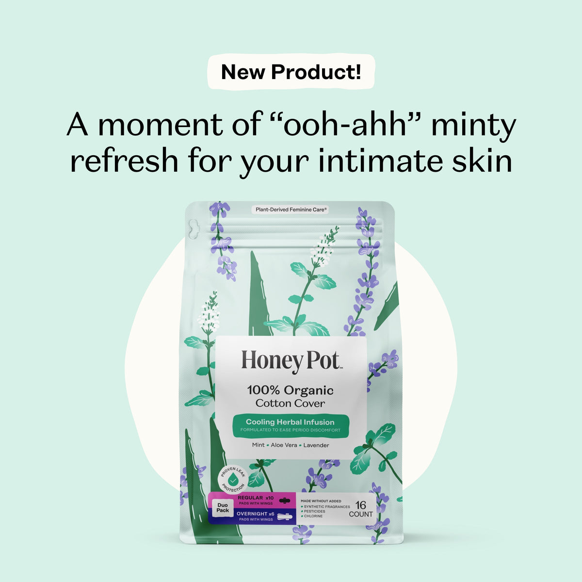 Organic Cotton Cover Cooling Regular Overnight Duo Pads
