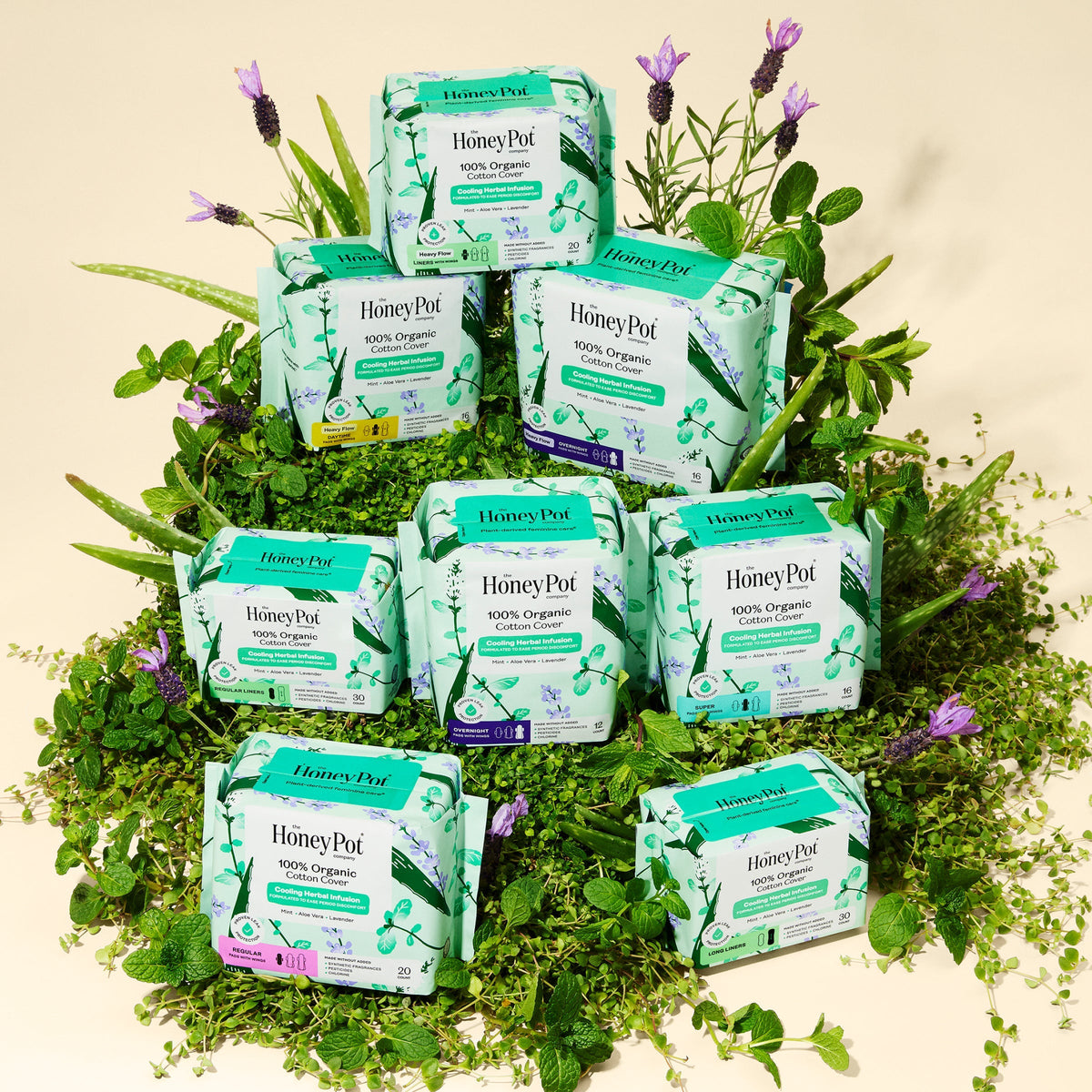 Incontinence Cooling Herbal Infusion 100% Organic Cotton Cover Nighttime Pads