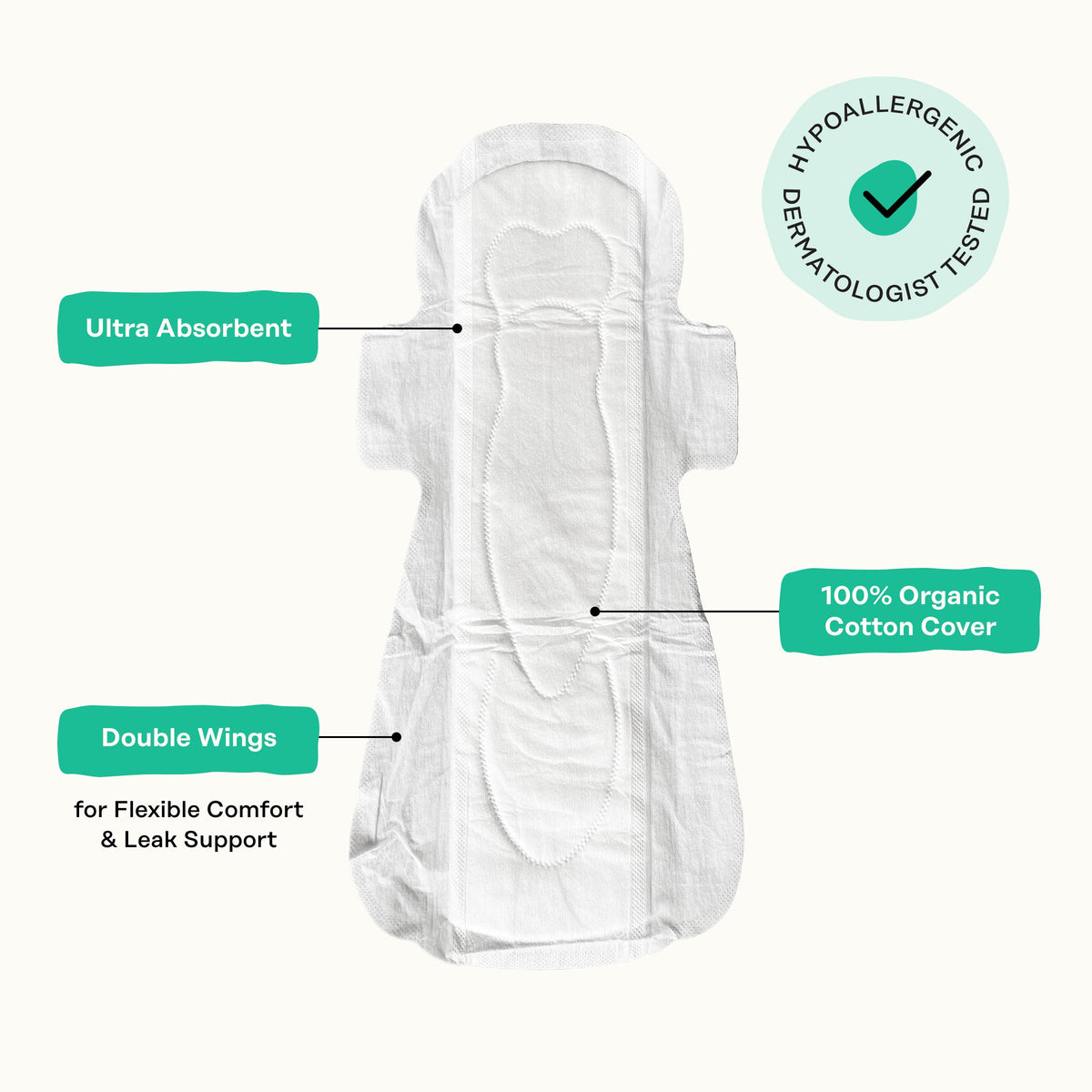 Incontinence Cooling Herbal Infusion 100% Organic Cotton Cover Nighttime Pads