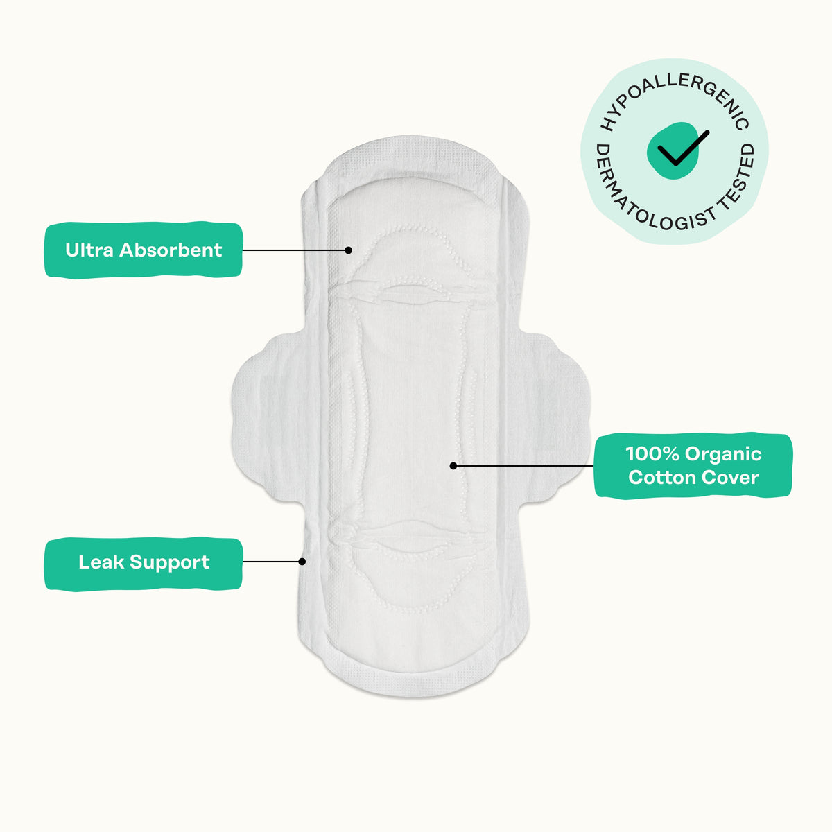 Organic Cotton Cooling Herbal Infusion Regular Pads — Medium Pack